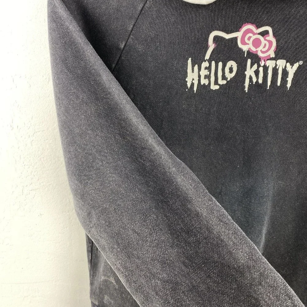 Hello Kitty & Friends Forever 21 Collar Sweatshirt Distress Black Pullover 11-12